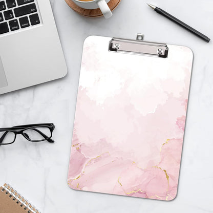 Hongri Plastic Cute Clipboard, Letter Size for Students, Teacher, Woman and Kids, Low Profile Clip, Decorative Pattern, Size 9 x 12.5 in, Dream Marble