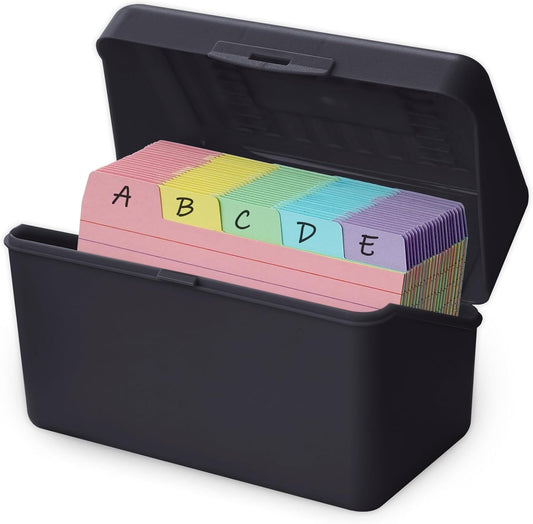 Olivo 4x6 Index Card Holder Box with 100 Cards Dividers Tabs 4"x 6", Blue