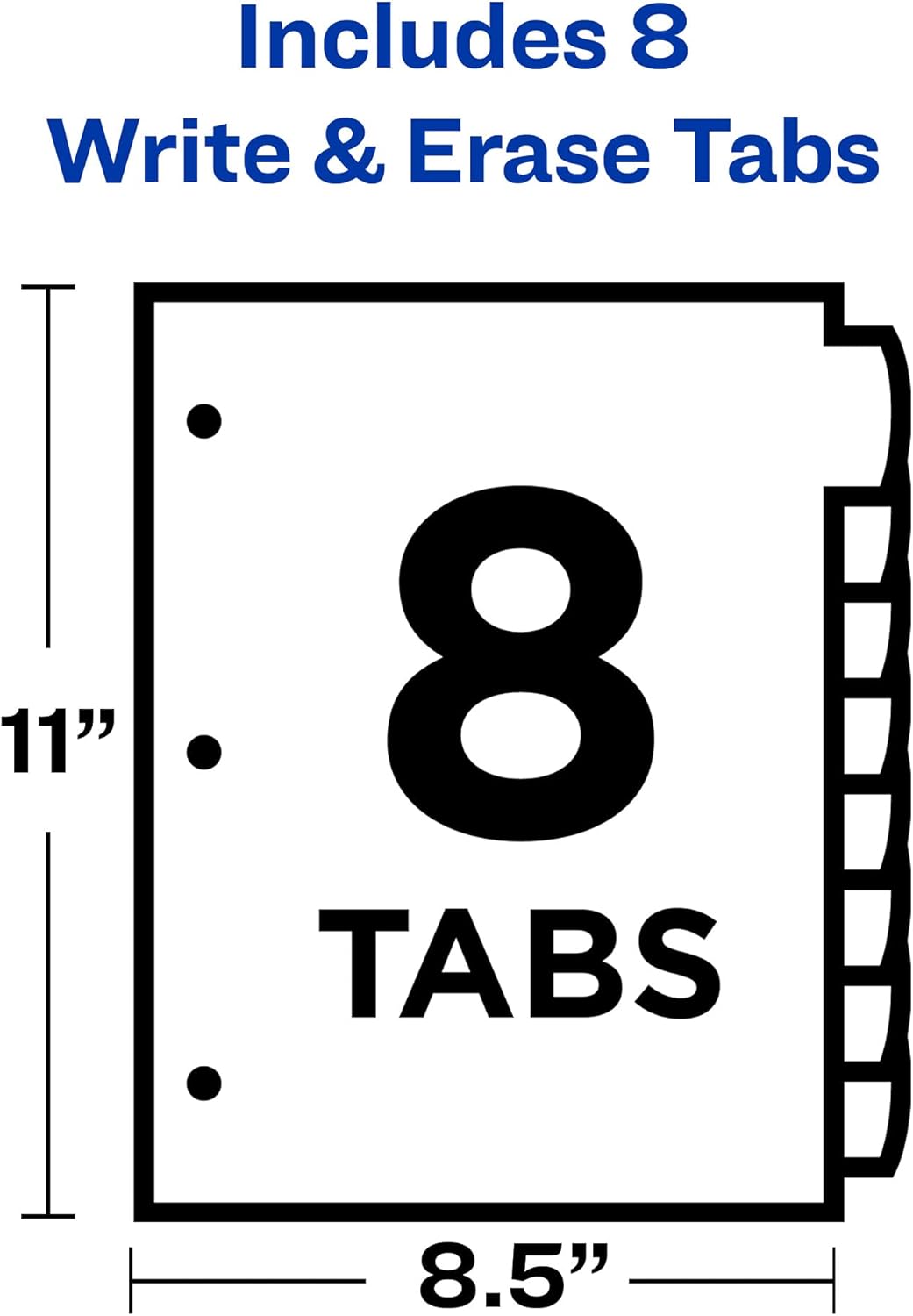 Avery® Durable Write-On Plastic Dividers with Erasable Tabs,11" x 8 1/2", Multicolor, 8 Tabs