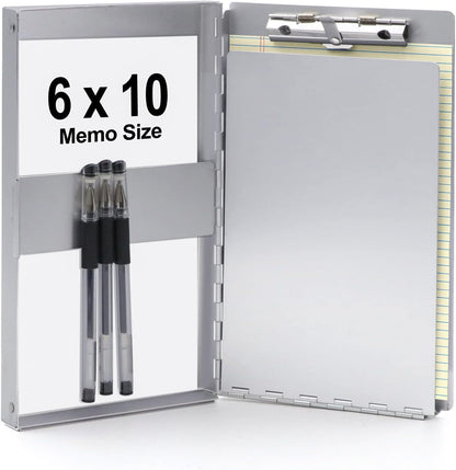 Sunnyclip Aluminum Clipboard with Storage (Letter Size), Metal Recycle Form Holder Portfolio Binder with Clip Inside Posse Box, for Office Business Medical Professionals Stationer