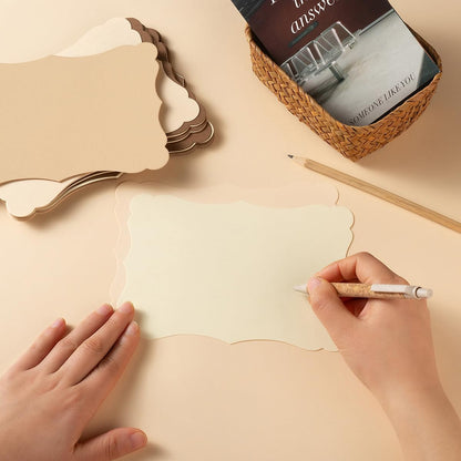 50 Pack Blank Kraft Cards Cardstock Thick Paper Brown Greeting Cards for DIY Gift Card Menus, Baby Shower and Wedding Invitations (Multicolored, 5x7IN)