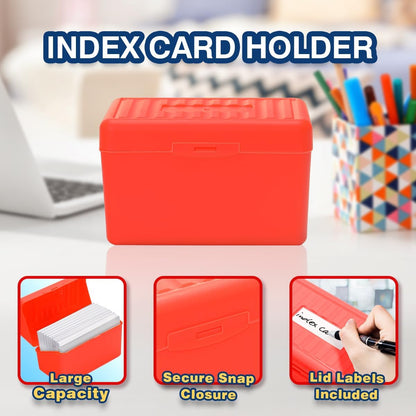 H4D 3x5 Index Card Holder with 100 Heavyweight Ruled Index Cards and 25 Plastic Dividers, Black