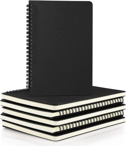 EUSOAR Spiral Notebook, A5 12packs 5.5"X8.3" 120 Pages Lined Travel Writing Notebooks Journal, Memo Notepad Sketchbook, Students College Office Business Subject Diary Ruled Book Journal-Black Cover