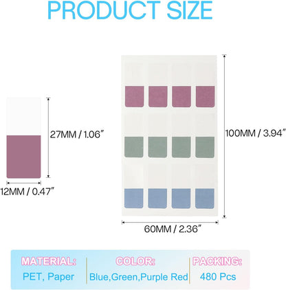 PATIKIL Clear Index Sticky Tabs, 480 Pcs Small Transparent Sticky Notes Bookmarks Planner Stickers Page Tabs for Office Notebooks File Folder Ledger Book, Gradient Pink