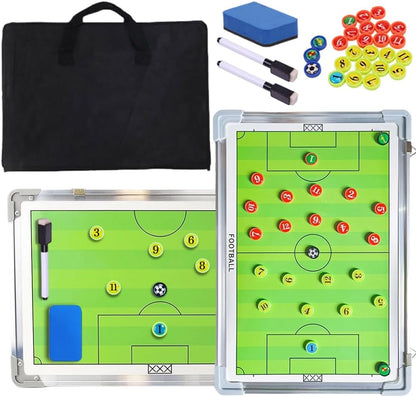 Magnetic Soccer Coaching Board, Double-Sided Dry Erase Tactics Board with Player Markers, Pen and Eraser, Portable Clipboard for Coaches, Coach Training Equipment Coach Gift (White Board)