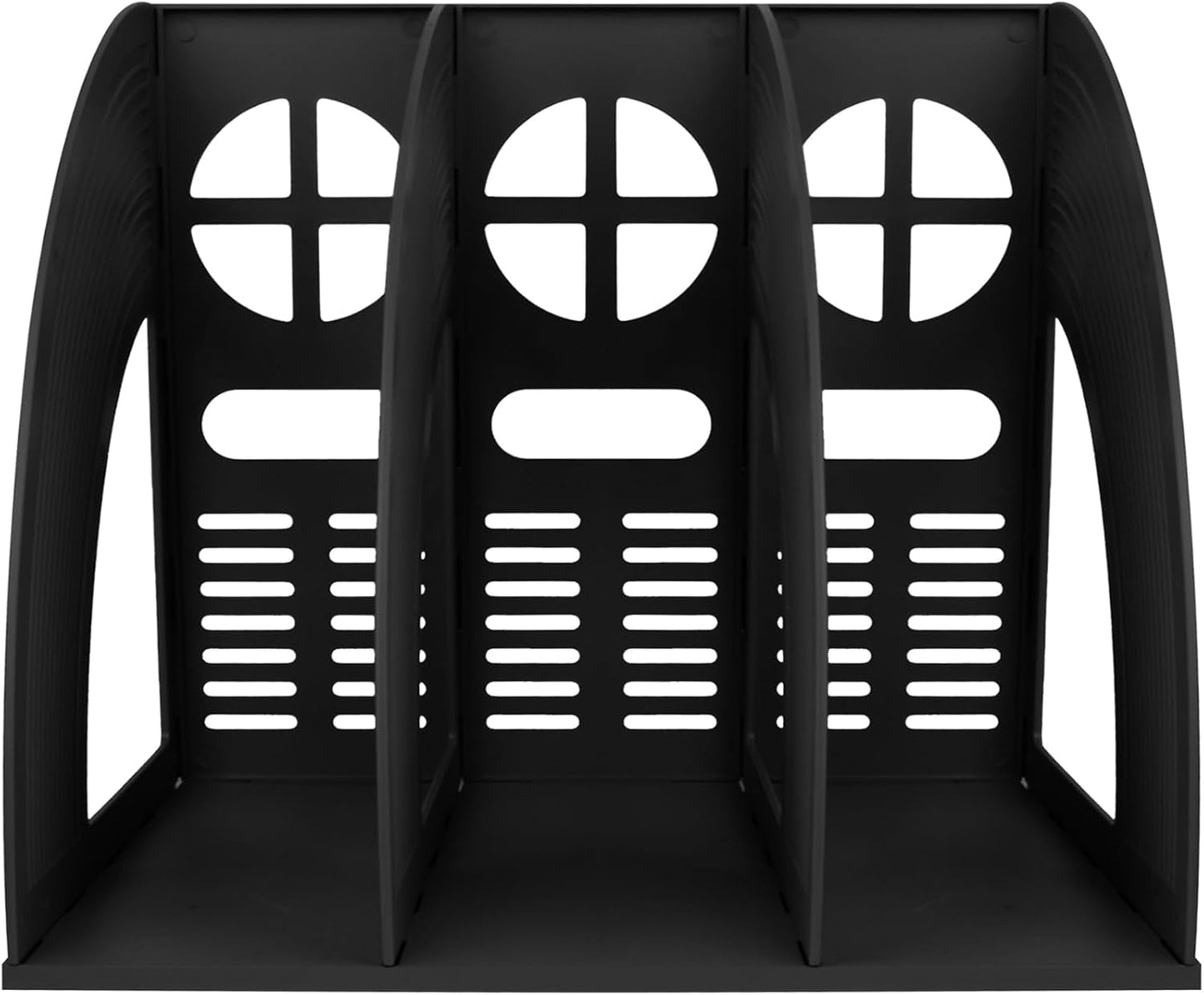 SAYEEC 2Pcs Magazine Holder Plastic File Sorter Binder Holder for Desk Folder Organizer Stand Book Shelf Dividers Vertical Filling Storage Rack Desktop Bookshelf Display Box for Office School (Black)