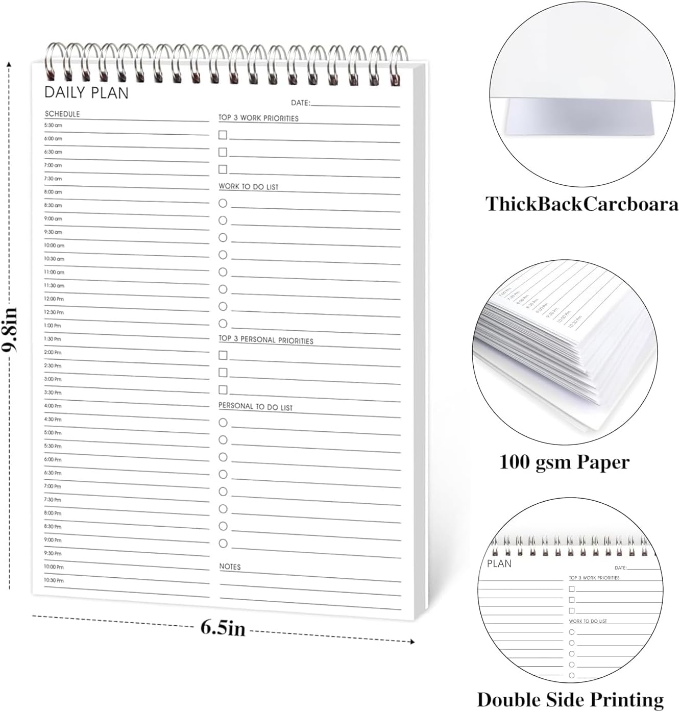 Weekly Planner Notepad,Spiral To Do List Undated Planning Pad, Weekly Organizer for Students, Weekly Agenda for Work & Daily Life, 52 Sheets, 6.5 x 9.8 in (Green)