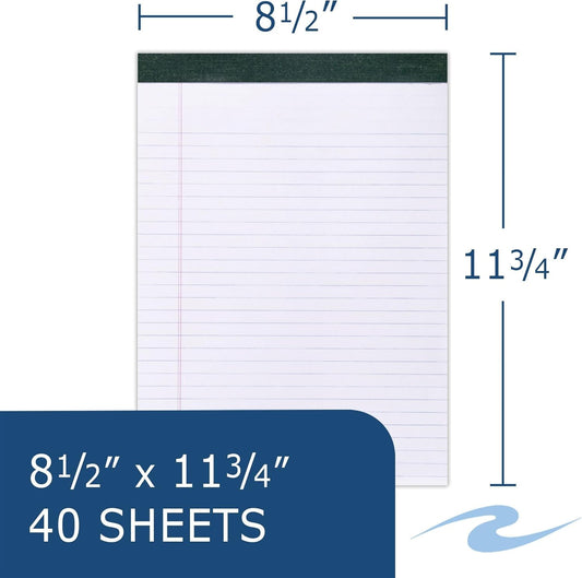 Roaring Spring Recycled Legal Pads, 12-Pack, 40 Sheets of 15lb White Paper, 8.5"x11.75", Legal Ruled, Perforated EZ Removal