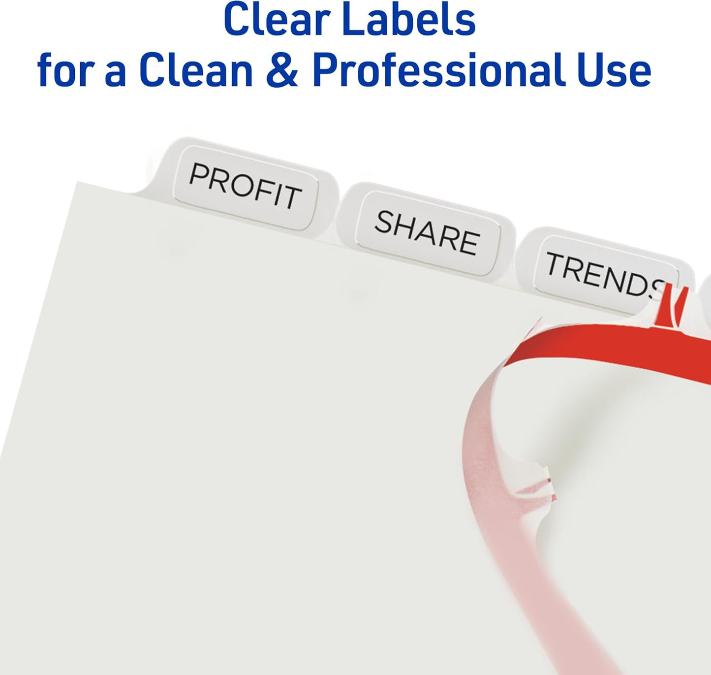 Avery 5 Tab Dividers for 3 Ring Binder, Easy Print & Apply Clear Label Strip, Index Maker Customizable White Tabs, 25 Sets (11446)