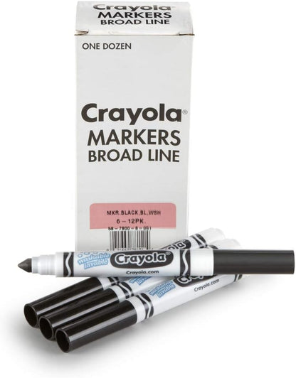 Crayola Washable Markers for Kids - Black (12ct), Bulk Broad Line Markers for School, Classroom Essentials, Teacher Classroom Must Haves for Elementary School