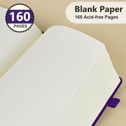 PERCUN Graph Paper Notebook, 160 Pages Grid Journal for women & men, A5 Hardcover Leather Graphing Notebook for School, Work, Travel, Note Taking 5.9”x8.5” (Black)