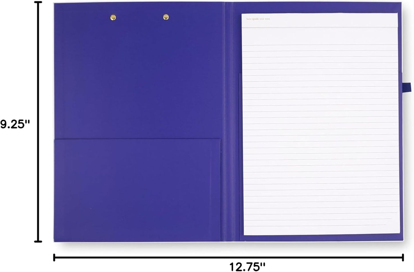Kate Spade New York Clipboard Folio with Low Profile Clip, Black Professional Padfolio Includes Lined Notepad, Pen Loop, and Pocket, Polka Dots