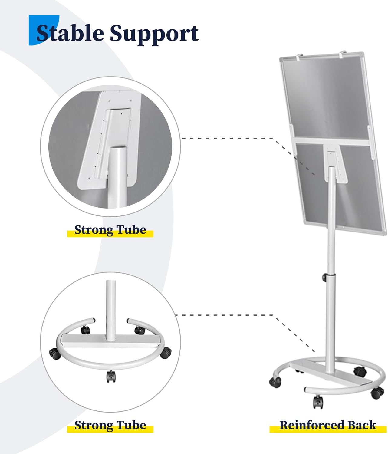 maxtek Mobile Dry Erase Board – 40x28 inches Magnetic Portable Whiteboard Stand Easel White Board Flipchart Easel Board with 25 Sheets Paper Pad for School Supplies