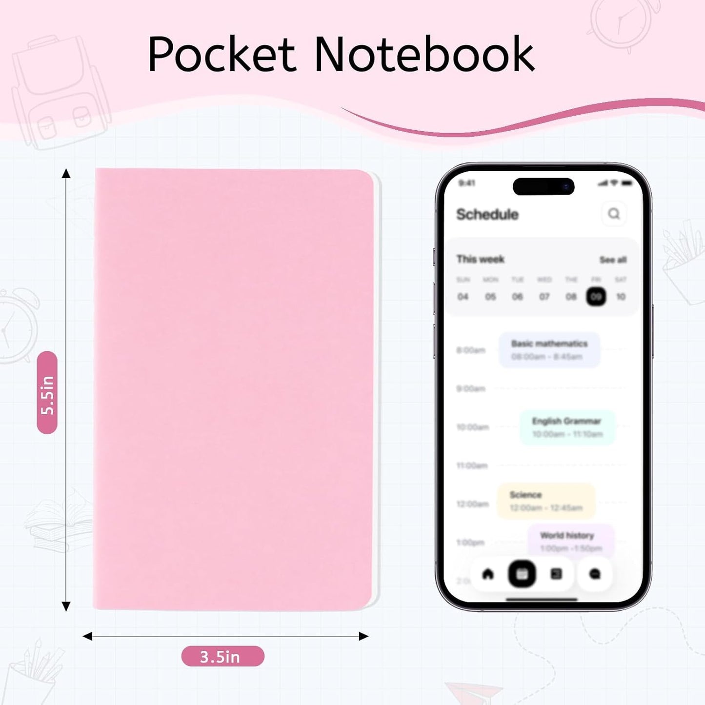 Oucaru 48PCS Pocket Notebook, 3.5" x 5.5", 8 Color, 52 Pages Blank Notebook Mini Notebook Journal, Small Notebook Memo Notepad for Students, Traveler, School Supplies
