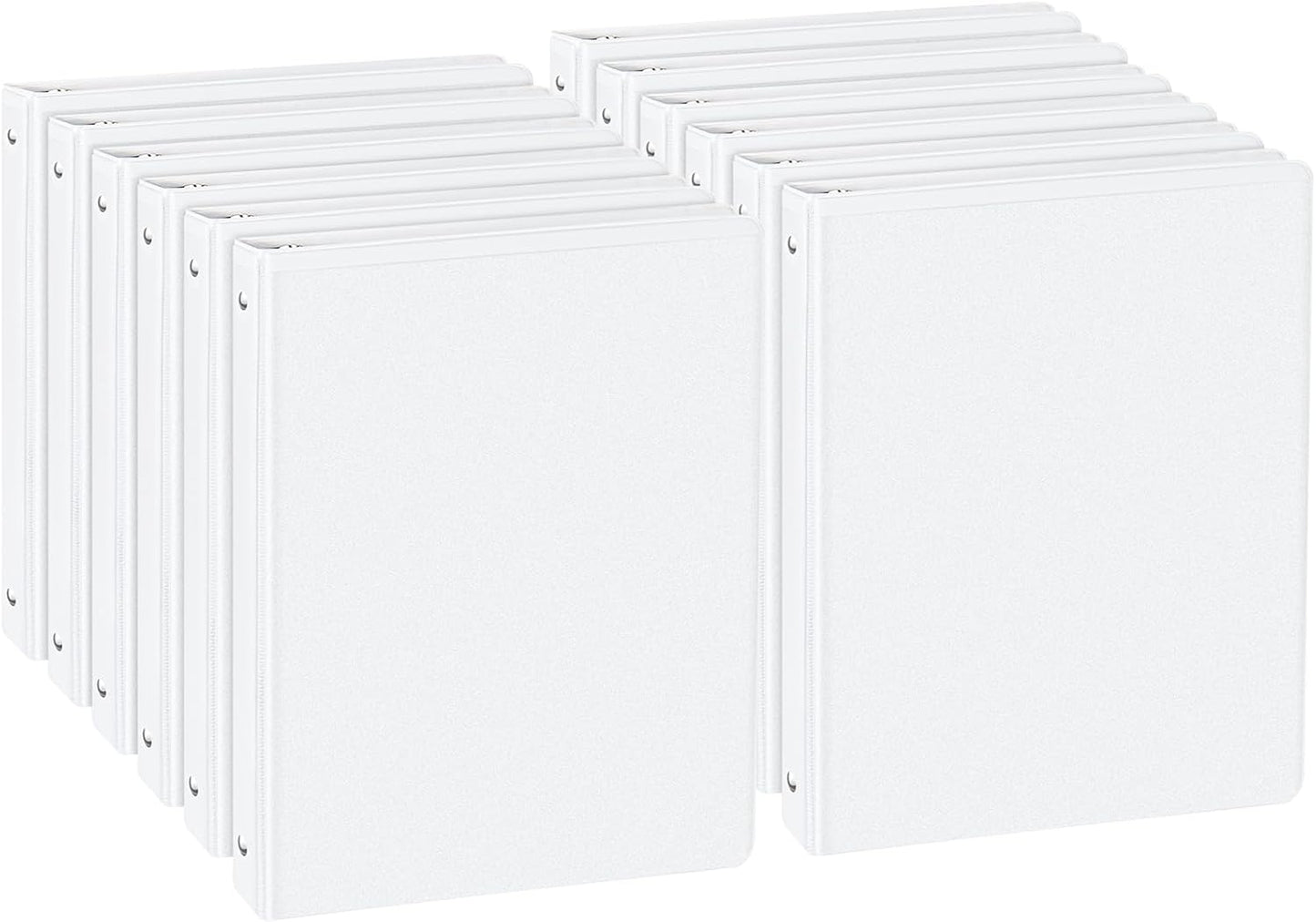 CIXILDTS 0.5-inch Round Ring Binder, Durable 1/2" 3 Ring Binder Fit Letter Size Paper, Presentation View Binders, White,12-Pack