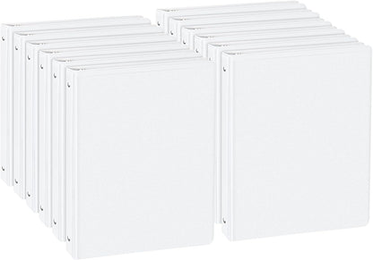 CIXILDTS 0.5-inch Round Ring Binder, Durable 1/2" 3 Ring Binder Fit Letter Size Paper, Presentation View Binders, White,12-Pack