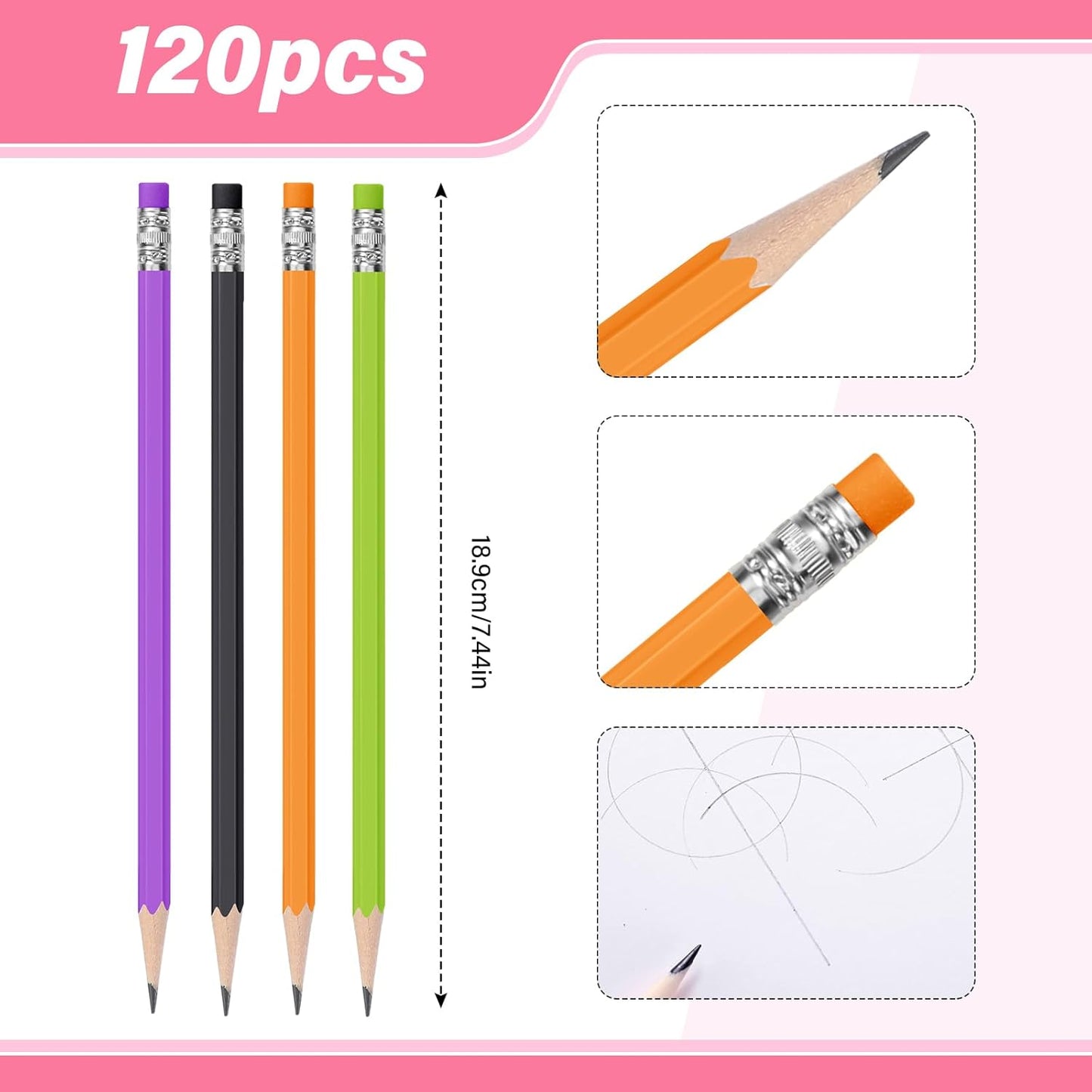 TecUnite 120 Pcs #2 HB Pencils with Eraser No 2 Unsharpened Wooden Hexagonal Pencils for Adults Gifts for School Exam art Learning Office Sketching(Rainbow Colors)