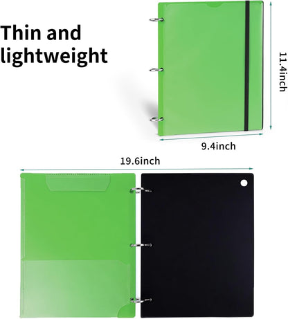 360 Degree Pivotable Binder, Upgraded 3 Ring Binder 1 inch 4 Pack, Flexible Binders 3 Ring, Foldable Three Ring Binders- Black, White, Blue, Red
