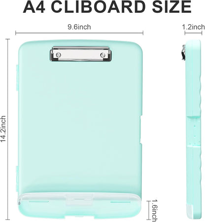 Plastic Clipboard with Storage, 8.5 x 11 Storage Organization Box Side-Opening, Heavy Duty Clip Board with Pen Holder and Paper Folder for Nurses, Teachers, Office & School Supply, Orange