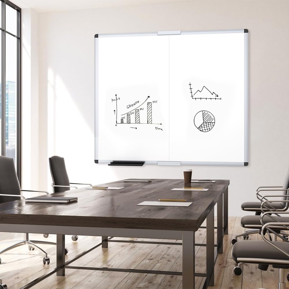 VIZ-PRO Magnetic Whiteboard/Dry Erase Board, 18 X 12 Inches, Includes 1 Eraser & 2 Markers & 4 Magnets