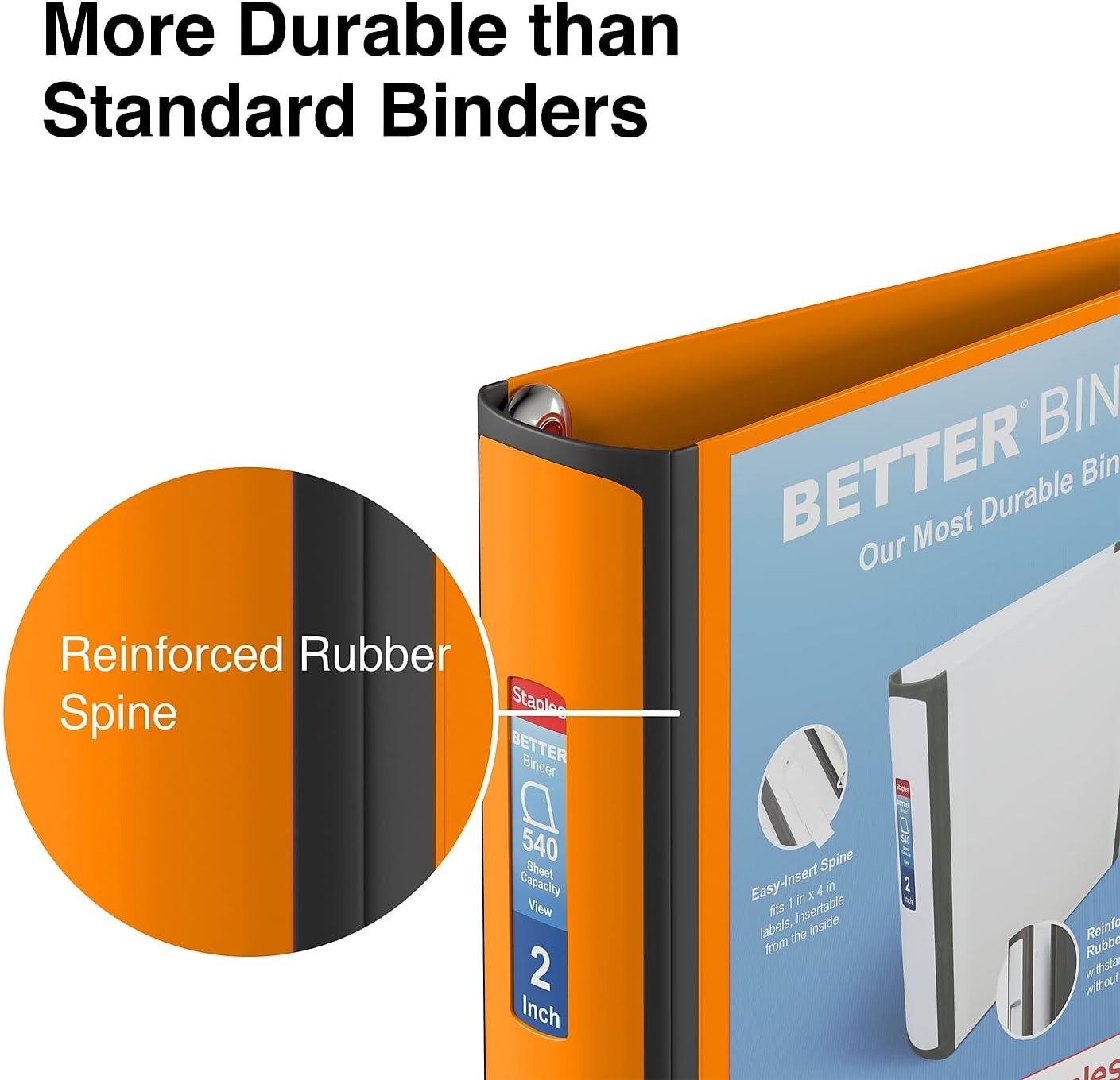 Staples Better Binder 2-Inch D-Ring View Binder, Reinforced Spine, Holds Up to 540 Sheets, Teal, for Office & School