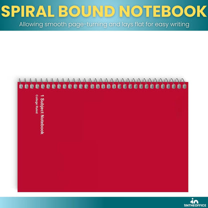 1InTheOffice 1-Subject Wirebound Notebook, College Ruled, 80 Sheets, Spiral Notebook 5x7, 7 3/4" x 5", 3/Pk
