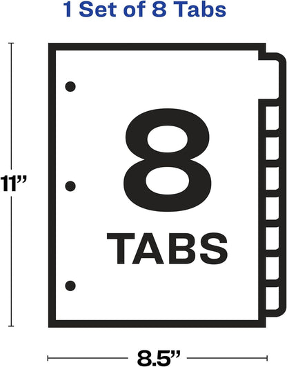 Avery 5-Tab Sheet Protector Dividers, Easy Print & Apply Clear Labels, Index Maker, White Tabs, 1 Set (75500)