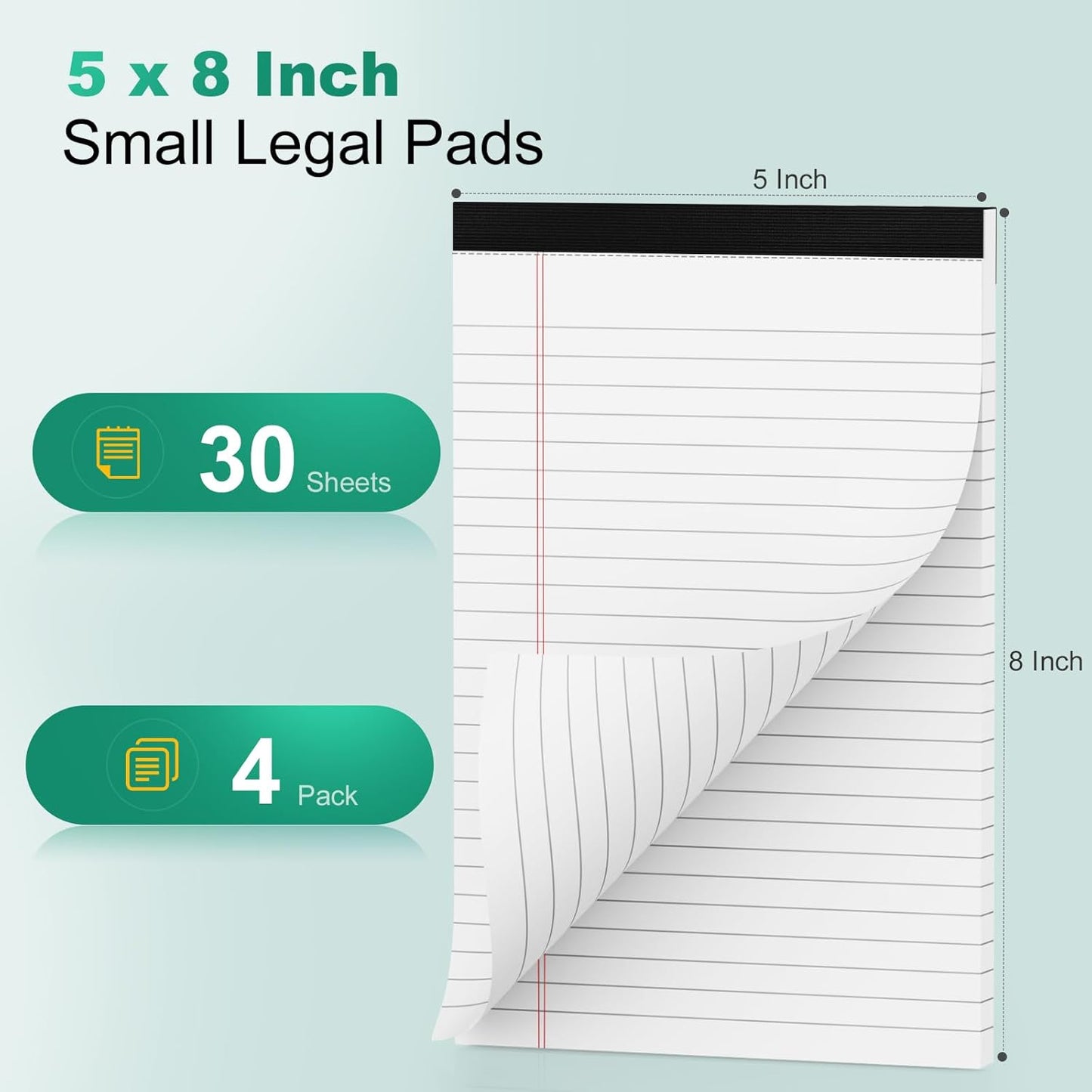 Legal Pads 8.5 x 14 Note Pads, 6 Pack Writing Pads Wide Ruled Notepads, Micro Perforated Notepad, Double-Side Printed Lined Paper Pads 30 Sheets per Notepad, White Legal Pads for Home, Office, School