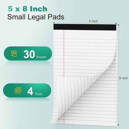 Legal Pads 8.5 x 14 Note Pads, 6 Pack Writing Pads Wide Ruled Notepads, Micro Perforated Notepad, Double-Side Printed Lined Paper Pads 30 Sheets per Notepad, White Legal Pads for Home, Office, School