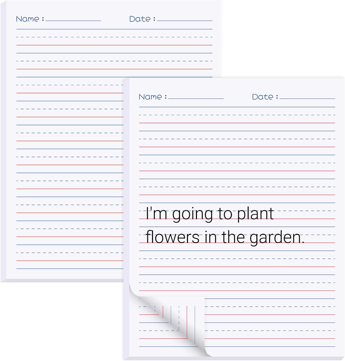 zmybcpack 2 Pack Write Beginner Paper for Kids, 8.5"x11" Story Writing Paper for Kids to Write Story, Primary Composition Notepad(100 Sheets Each, Double-Sided Printing)