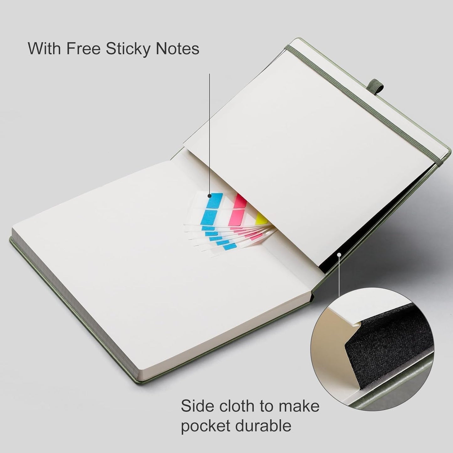 EMSHOI A4 College Ruled Notebook, Large 8.3" x 11.7", 192 Pages 100GSM Ink-Proof Faux Leather Hardcover Lay-Flat Lined Journal for Office School Work Writing, Black