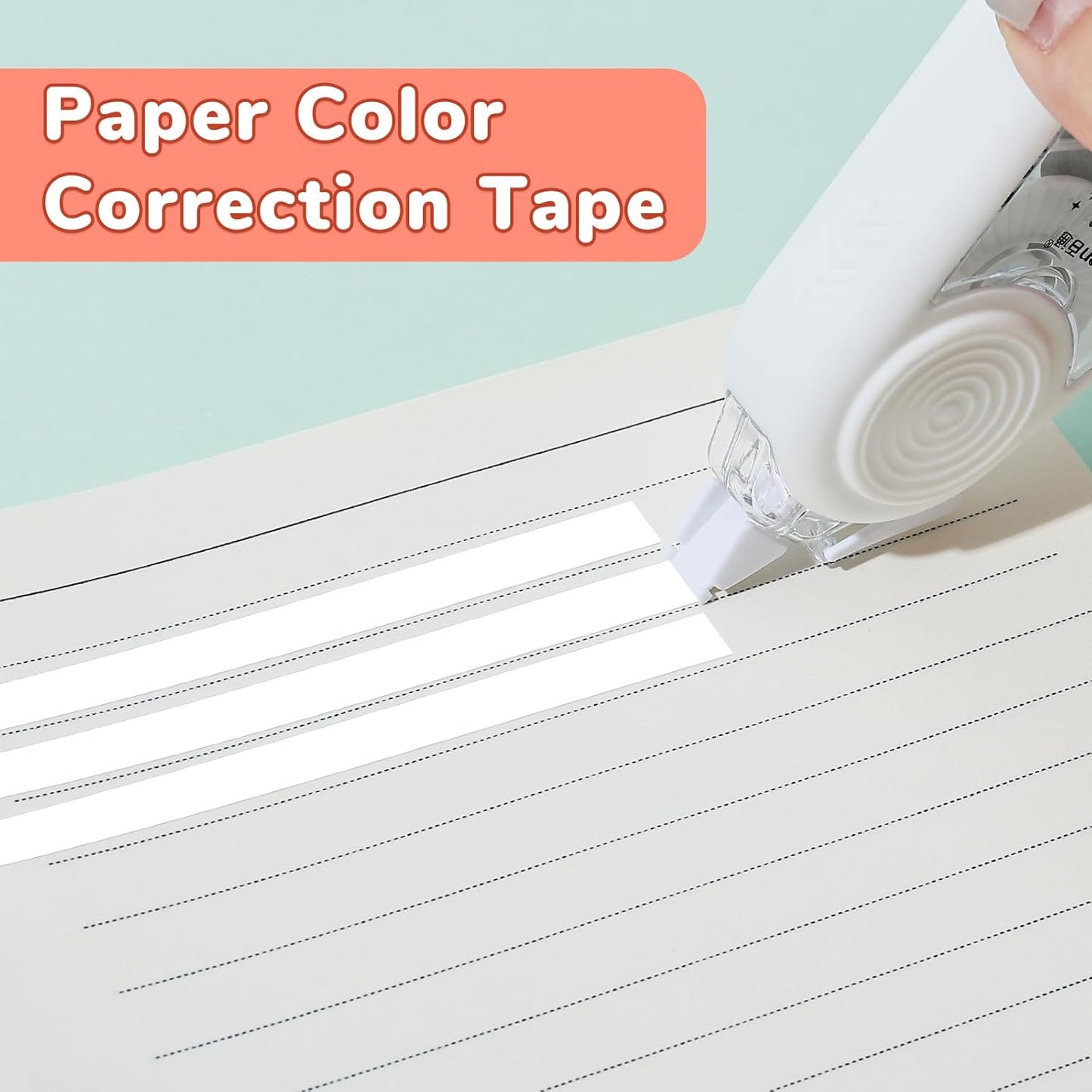 Temiary 4 Pcs White Correction Tape with Dispenser, Smooth Quick Dry Pull Out Tapes for Instant Corrections, 49.2 Ft Easy to Use Tear-Resistant Applicator for Office Note Taking, Journaling (Morandi)