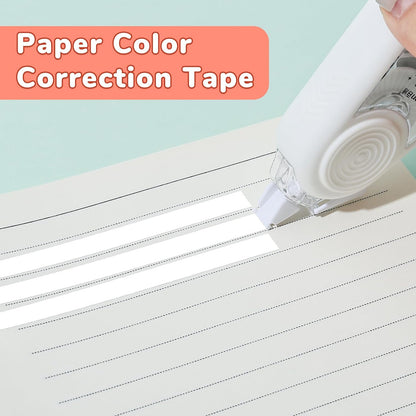 Temiary 4 Pcs White Correction Tape with Dispenser, Smooth Quick Dry Pull Out Tapes for Instant Corrections, 49.2 Ft Easy to Use Tear-Resistant Applicator for Office Note Taking, Journaling (Morandi)