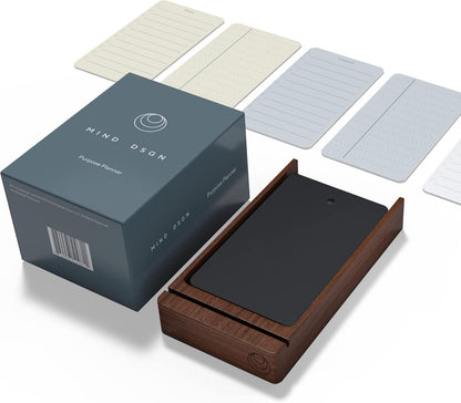 Undated Daily Planner To Do List Notepads and Walnut Stand - 120 Checklist Cards, 10 Goal Cards - Perfect Note Pads for Work Desk or School - ADHD Office Accessories - Productivity Task Analog