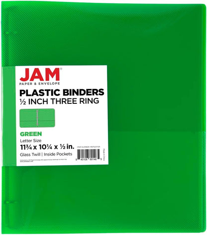 JAM PAPER Plastic 0.75 inch Binder - Clear 3 Ring Binder - Sold Individually
