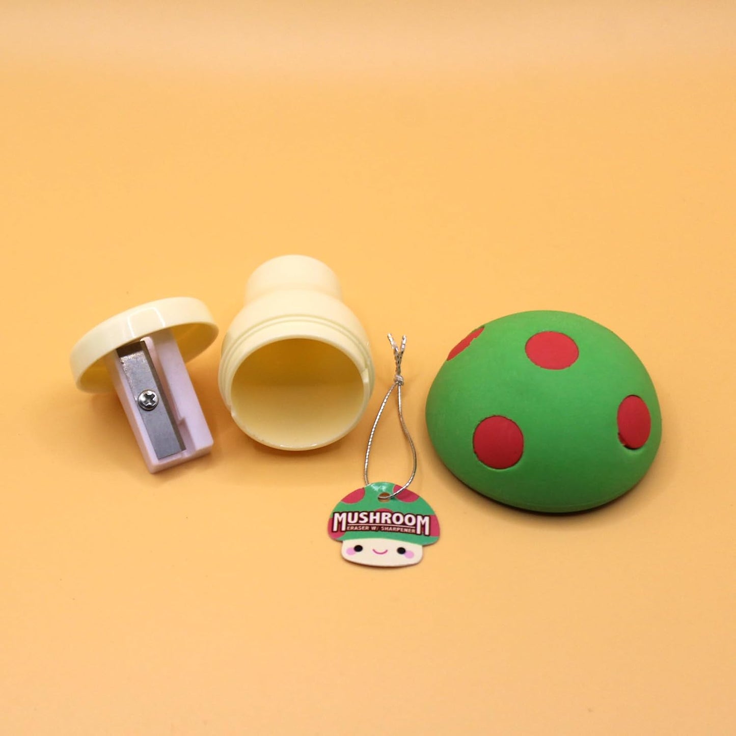Limited Edition Mushroom Eraser and Pencil Sharpener (RED Cap W/Yellow DOTS)