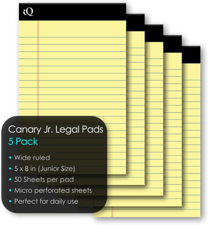 iScholar iQ Legal Pads, Canary, Wide Ruled, 8.5" x 11.75", 50 Sheets Per Pad, Pack of 3 Pads (98113)