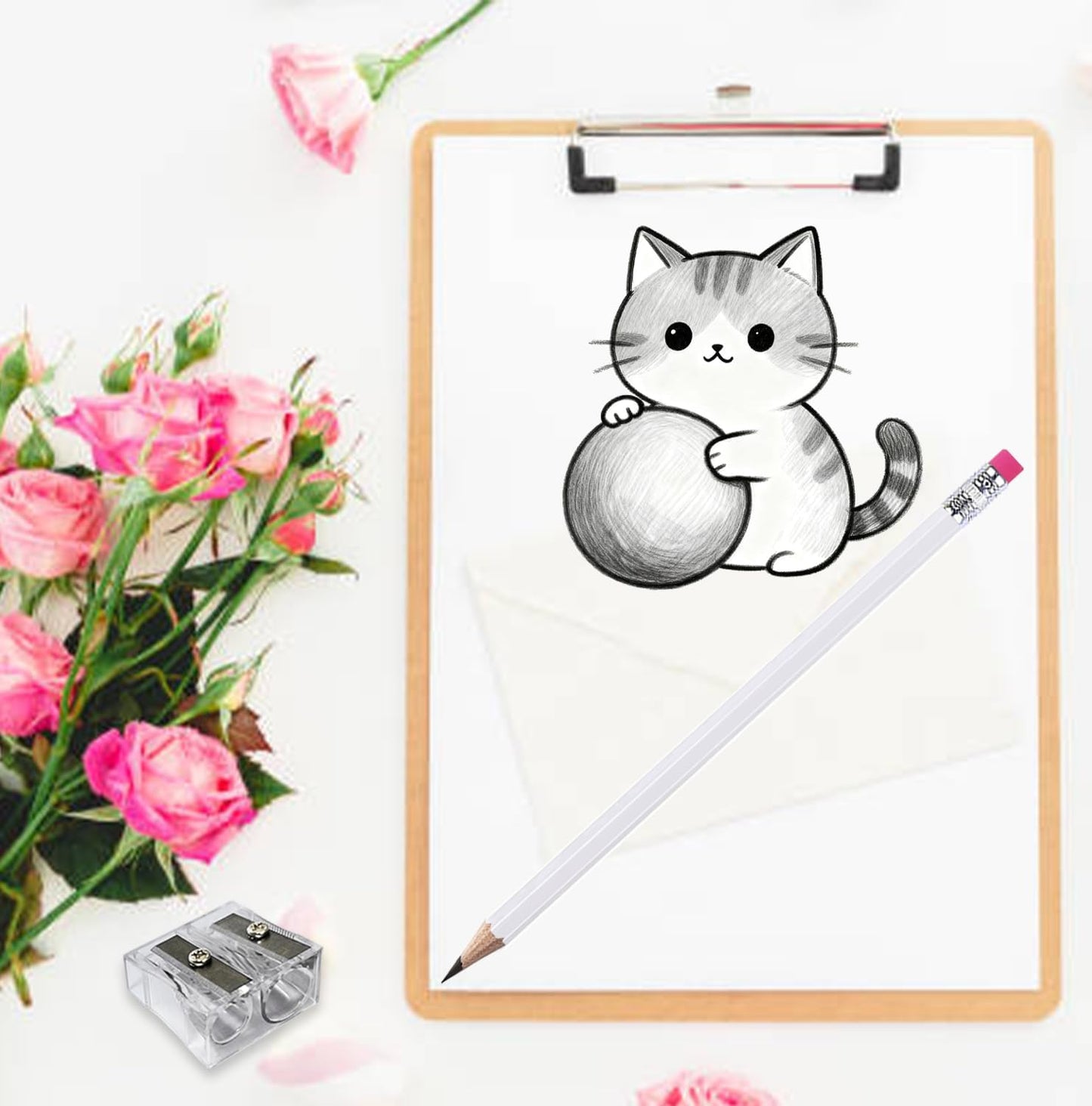 Adhere 25pcs Woodcase Pencils with Eraser Premium Pre-Sharpened Hexagon Graphite 2B pencils ideal for home, office writing including a Free Sharpener(Pink・25pcs)