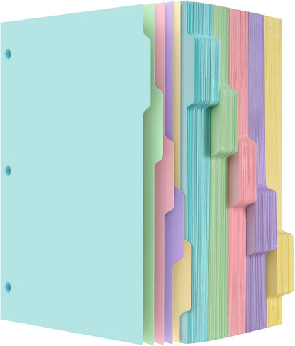Dynta Binder Dividers for 3 Ring Binder 30 Sets, 1/5 Cut Tabs, Letter Size, White Binder Dividers Blank for School, Office and Home