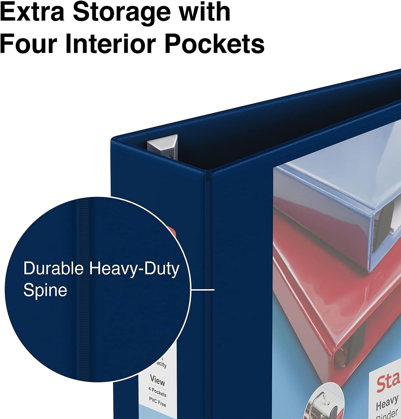 Staples Heavy-Duty 2-Inch D-Ring View Binder, Reinforced Spine, Holds Up to 450 Sheets, Gray, for Office & School