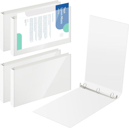 8 Pcs 11 x 17 Inches View Binders 1 Inch 3 Rings Heavy Duty View D Ring Binders Economy Holds 11" x 17" Paper for Artwork Blueprints, Office, Home, Work Places (Black)