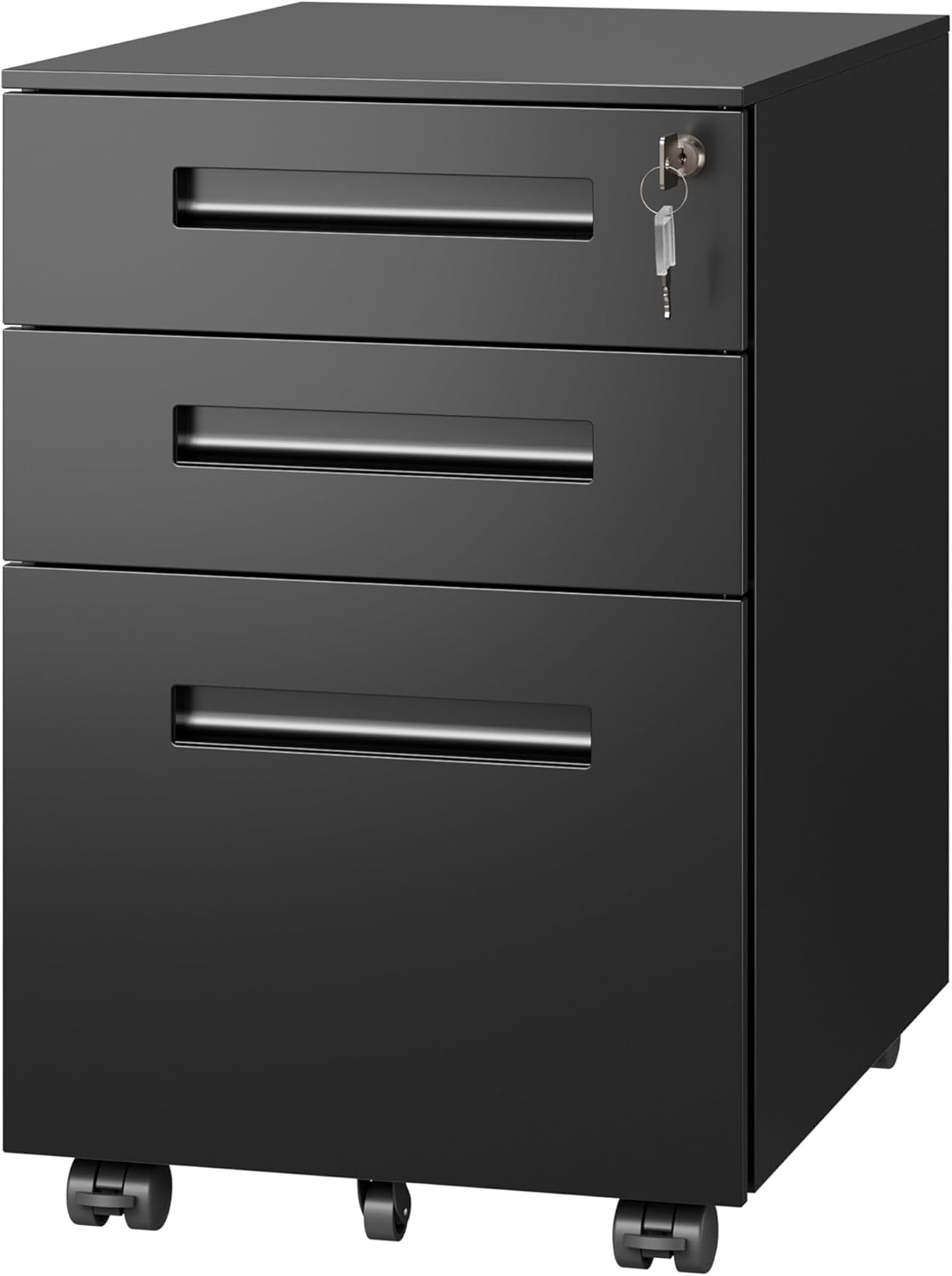 DEVAISE 3 Drawer Mobile File Cabinet Under Desk Office, Fully Assembled Except Casters, Letter/Legal Size, Black