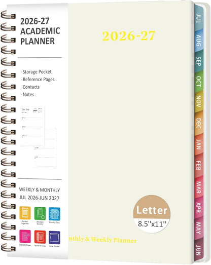 Planner 2026-2027, Weekly and Monthly Academic Year Calendar Planner, July 2026 - June 2027, Daily Agenda Book for Office School Supplies, A5(6.3'' x 8.5'')