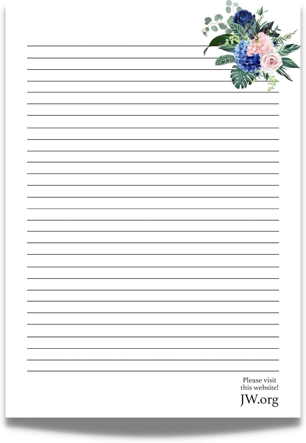 JW Letter Writing A4 Pad Stationery Paper Lined Gift Notepad Writing Sheets (Pink Rose)
