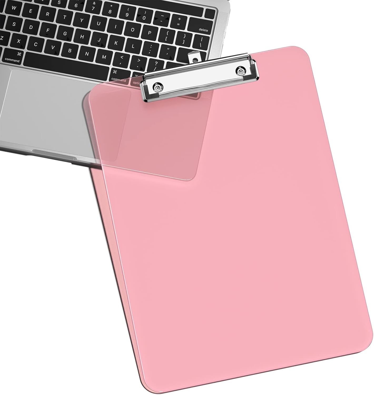 Rimilak Plastic Clipboards with Low Profile Metal Clip, Translucent Board, 12.5 x 9 In Letter Size, Office Supply, Back to School, Pink