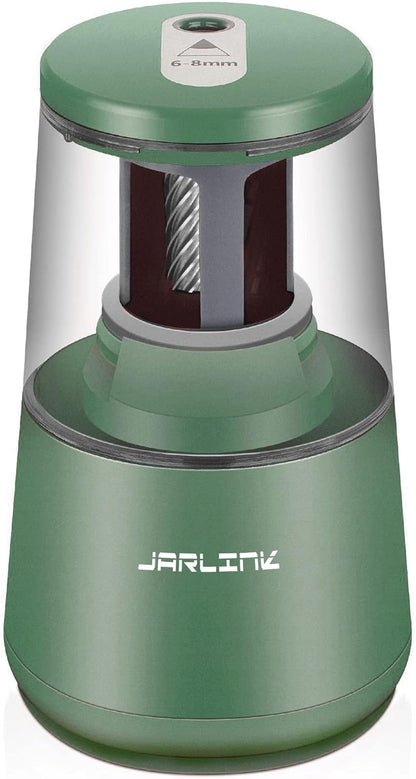 JARLINK Electric Pencil Sharpener, Heavy-Duty Helical Blade to Fast Sharpen, Auto Stop for No.2/Colored Pencils(6-8mm), AC Adapter/Battery Operated in School Classroom/Office/Home (Black)