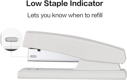 Deli Stapler, Desktop Staplers with 640 Staples, Office Stapler, 25 Sheet Capacity, White