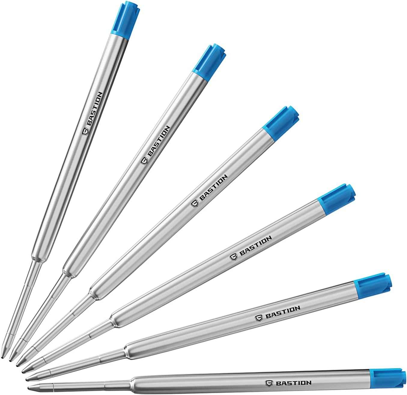 BASTION Pen Refill Ballpoint Blue | Replacement for All Bastion Bolt Action Pens | Standard Pen Ink Refills Cartridge (Blue 6 pc)