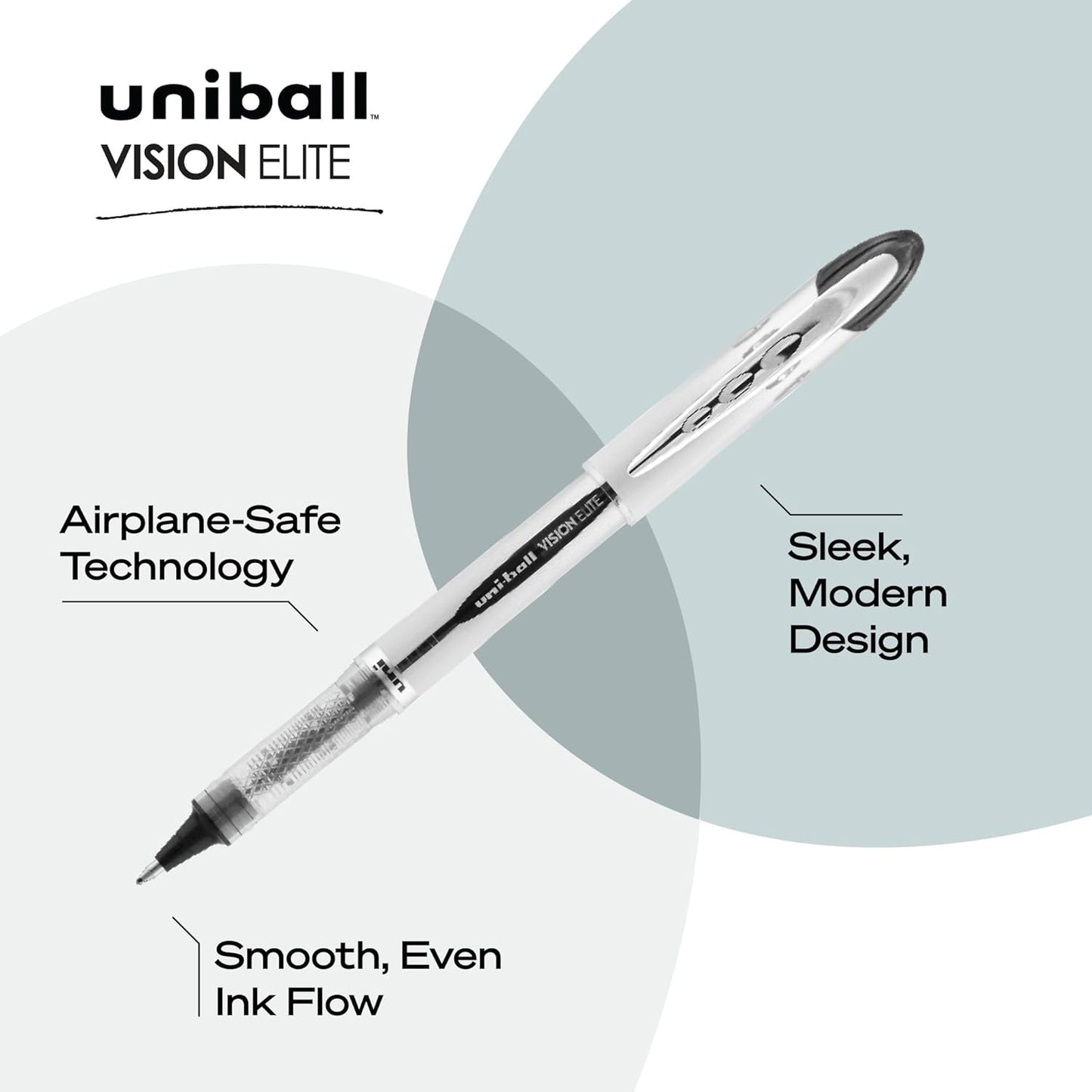 uni-ball uniball Vision Elite Rollerball Pens with 0.5mm Fine Point Micro Tip, Blue, 12 Count