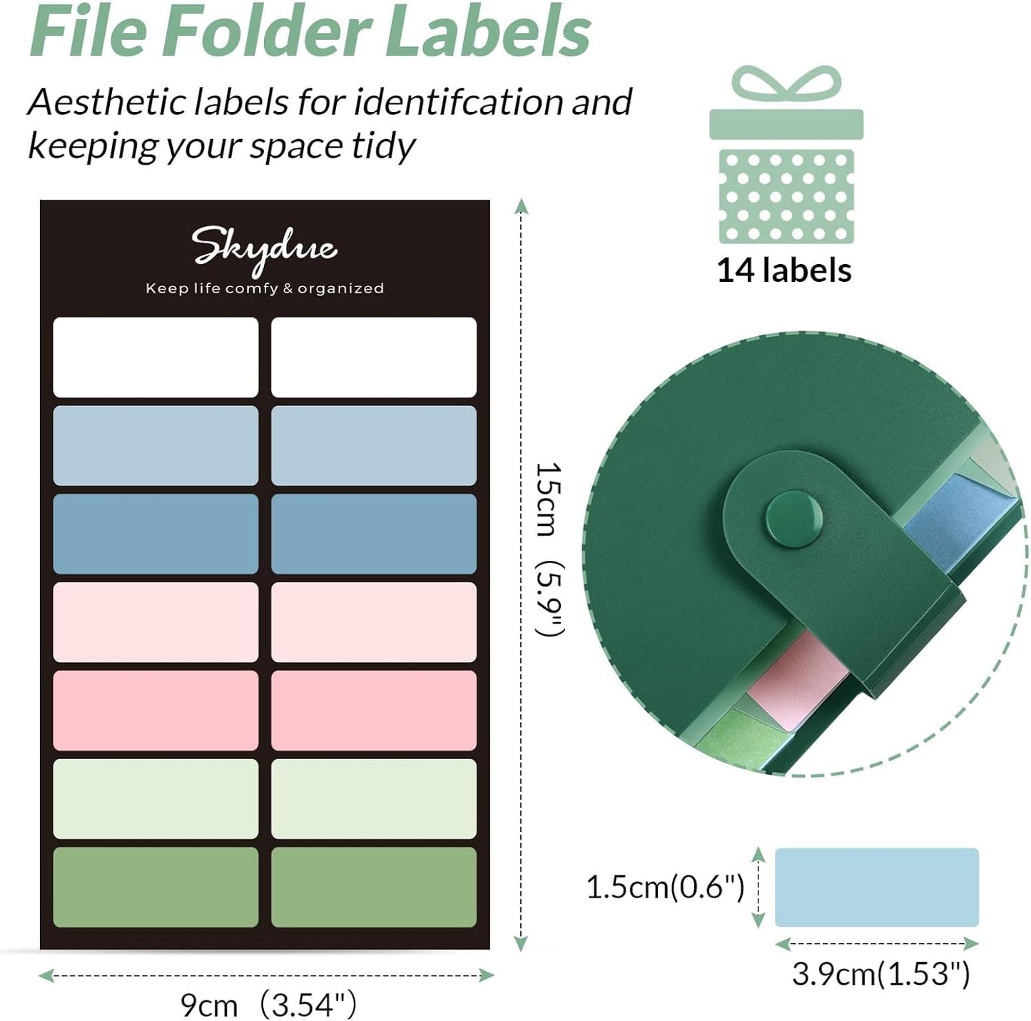 SKYDUE Expanding File Organizer with 8 Pockets, Accordion File Folders with Labels, Portable Document Paper Bill Receipt Organizer, Home College School Office Supplies, Letter Size, Blue